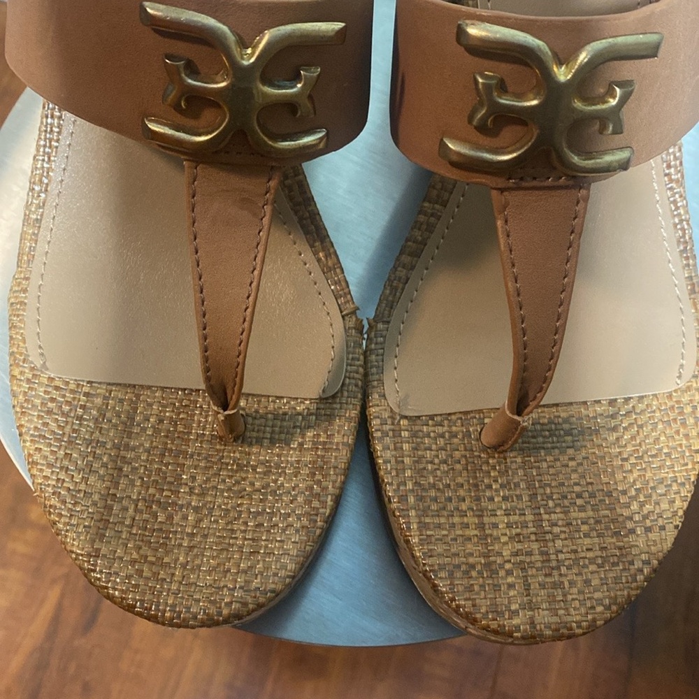 NWOT SAM EDELMAN YARDLIE TAN CORK THONG SANDALS - Picture 5 of 15